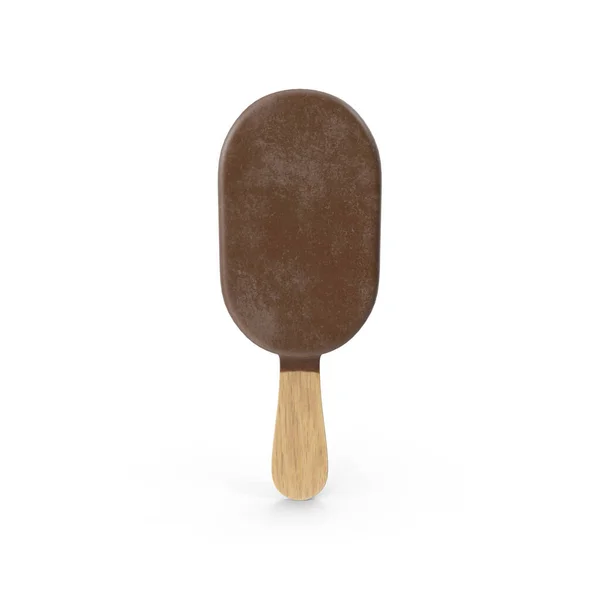 Helado Popsicle Cubierto Con Chocolate Realista Aislado Sobre Fondo Blanco — Foto de Stock