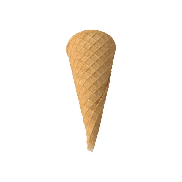 Empty Cone Ice Cream Isolated White Background Shadow Different Angles — Stock Photo, Image