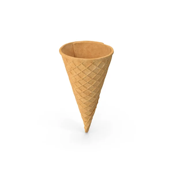 空的锥形冰淇淋 白色背景 角度不同 甜甜的锥形三维渲染 图库图片