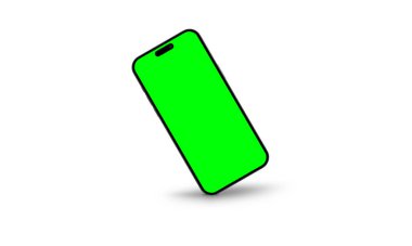 Siyah renkli yuvarlak kenarlı cep telefonu, Infographic web uygulama uygulaması için yeşil ekranlı iPhone. Akıllı Telefon Konsepti