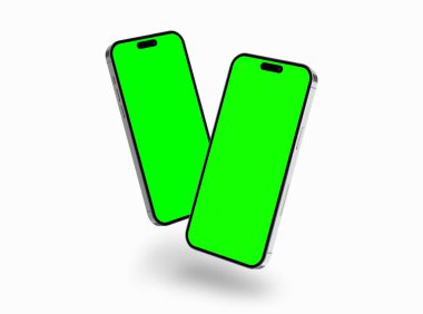 Siyah renkli yuvarlak kenarlı cep telefonu, Infographic web uygulama uygulaması için yeşil ekranlı iPhone. Akıllı Telefon Konsepti