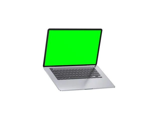 Apple Macbook Pro Laptop Komputer Okrągłymi Krawędziami Kolorze Srebrnym Zielonym — Zdjęcie stockowe