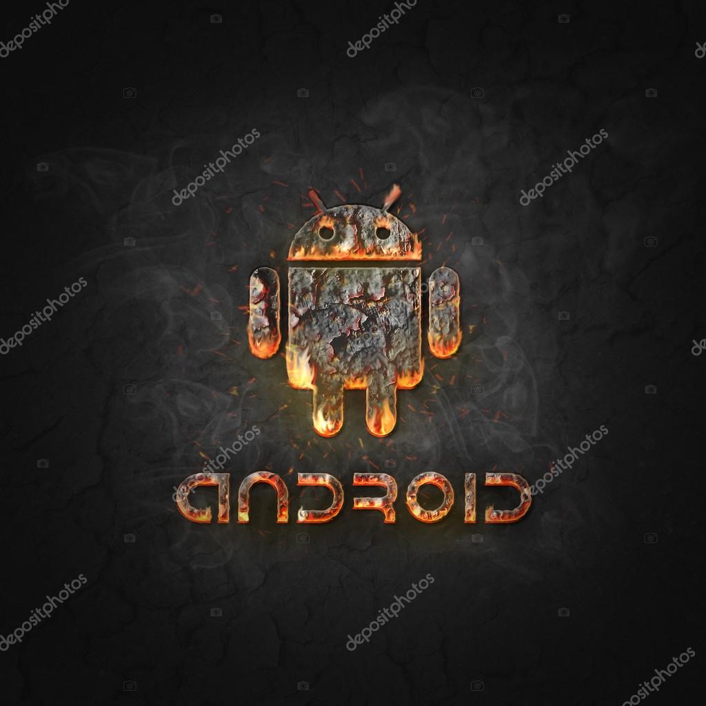 Lava logo of android on black background