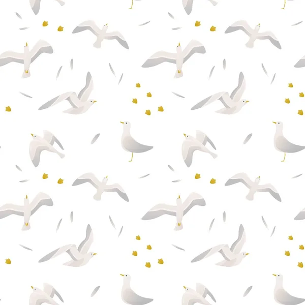 Seamless Pattern Seagulls Marine Concept Perfect Product Design Scrapbooking Textile — Wektor stockowy