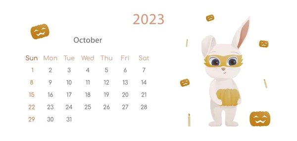 Symbol Chinese New Year 2023 Poster Horizontal Desktop Calendar Design — Stock Vector
