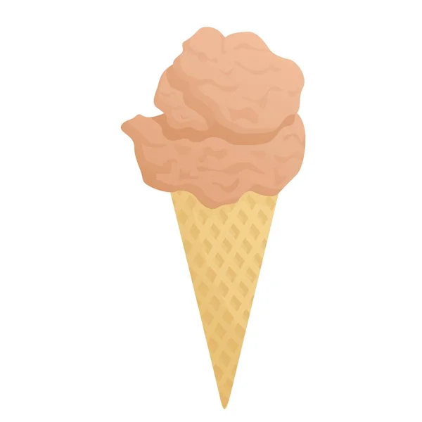 Vector Illustration Ice Cream Waffle Cone Isolated Pink Ice Cream — Stock Vector