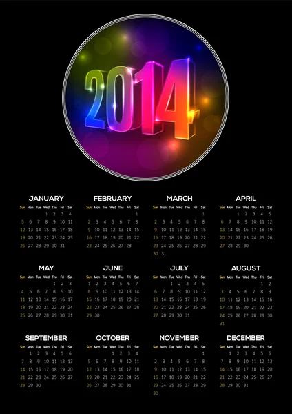 Calendario del año 2014 — Archivo Imágenes Vectoriales