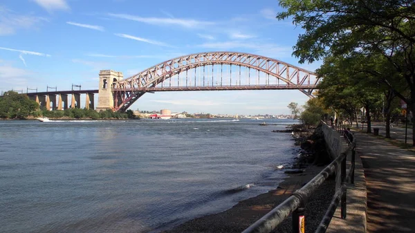 Hell Gate Bridge Blick Vom Astoria Park Queens Usa Oktober — Stockfoto