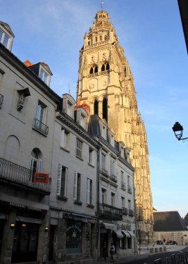 St. Gatien Cathedral, from Rue Lavoisier, just north of the Rue Colbert intersection, view in afternoon shadows, Tours, France - July 2, 2019