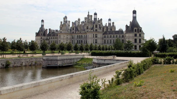 Chateau Chambord Kilátás Csatornából Chambord Loir Cher Franciaország Július 2019 — Stock Fotó