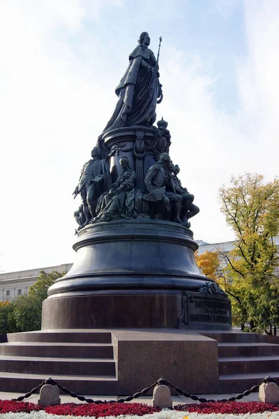 Monumento Catarina Inaugurado 1873 Estátua Catarina Grande Cercada Por Figuras — Fotografia de Stock