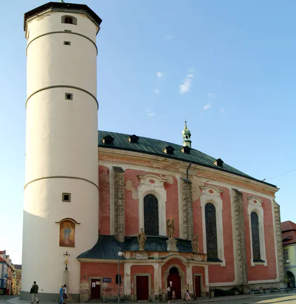 Kostel Narození Panny Marie Náměstí Míru Centru Města Vertikální Panoramatický — Stock fotografie