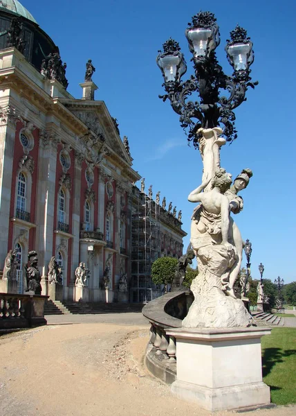 Street Lamp Adorned Sculptures Decoration Facade New Palace Neues Palais — Stock Photo, Image