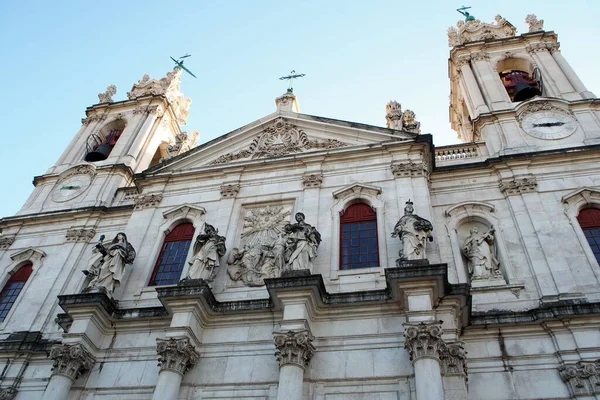 Partial View Facade Bell Towers Estrela Basilica Built 18Th Century — Fotografia de Stock