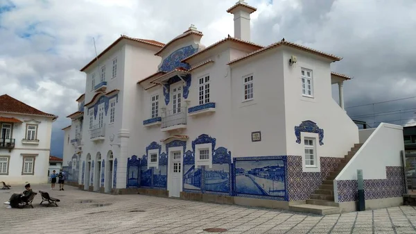 Azulejos Tiled Railway Station Dating 1864 Aveiro Portugal September 2021 — Foto Stock