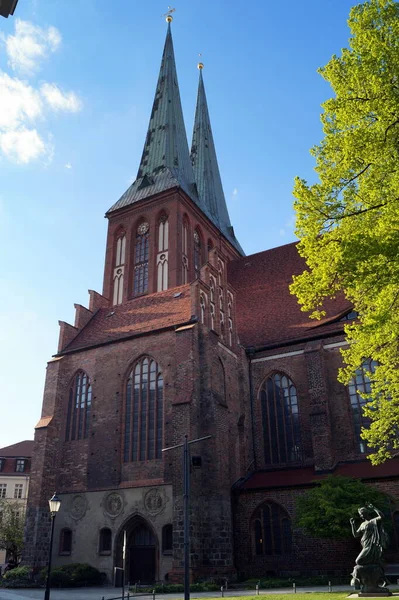 Steeples Nicholas Church Nikolaikirche Oldest Church Berlin Built 1220 1230 — Stockfoto