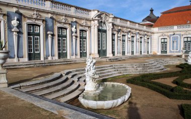 Official quarters gallery of the Palace of Queluz, steps to the Malta Garden, 18th-century baroque monument, Queluz, Portugal - December 23, 2021