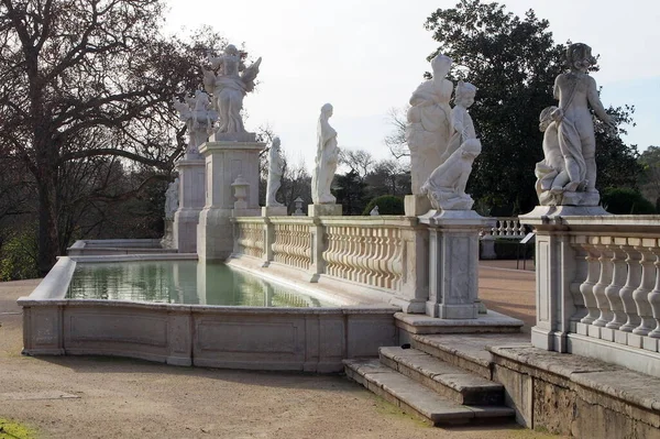 Balustrade Sculptures Water Pool Steps Hanging Garden Palace Queluz 18Th — Foto Stock