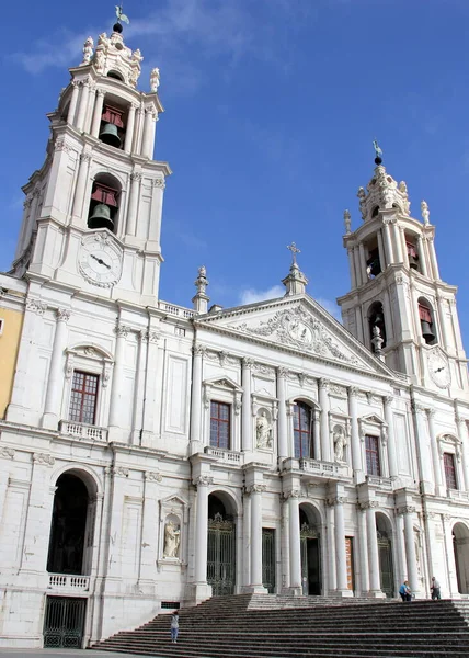 Basilica Facade Mafra Palace Convent One Largest Royal Palaces Built — Fotografia de Stock