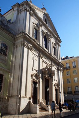 Basilica of Our Lady of the Martyrs, located on Rua Garrett, in Chiado, built in late 18th-century in baroque and late neoclassical style, Lisbon, Portugal - July 8, 2021