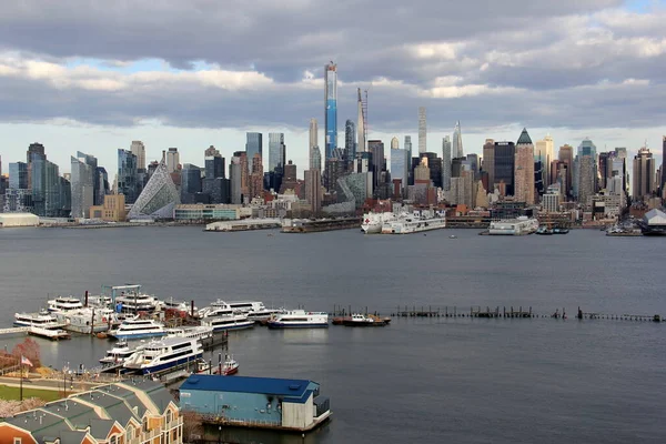 Manhattan West Side Waterfront View Weehawken Forefront Hudson River Afternoon — Stock Photo, Image