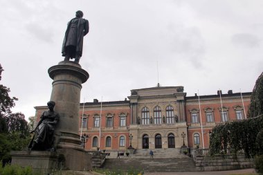 Statue of Erik Gustaf Geijer, historian and the Uppsala University's official of 19th century, in front of the University Hall, Uppsala, Sweden - July 5, 2019