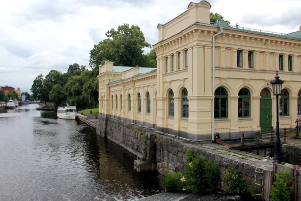 Historic Water Pump Building Fyris River Embankment Uppsala Sweden July — Foto de Stock