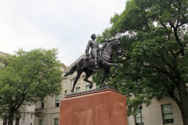 John F. Hartranft 'ın binicilik heykeli, İç Savaş sırasında Birlik Ordusu Tümgenerali, 1873' ten 1879 'a kadar Pennsylvania Valisi, Harrisburg, PA, USA - 2 Haziran 2019