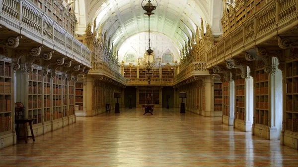 Bibliotheek Van Het Paleis Van Mafra 18E Eeuws Barok Koninklijk — Stockfoto