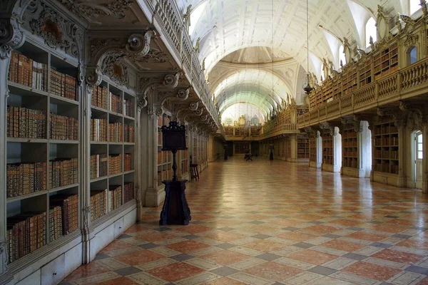 Mafya Sarayı Kütüphanesi Yüzyıl Barok Kraliyet Sarayı Manastırı Mafra Portekiz — Stok fotoğraf