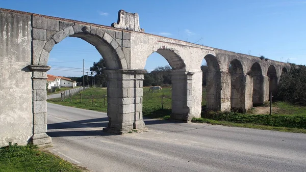 Acueducto Del Siglo Xvii Herdade Mitra Detalles Cerca Del Pueblo — Foto de Stock