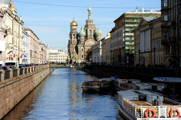 Igreja Savoir Blood Construída Entre 1883 1907 Vista Ponte Kazansky — Fotografia de Stock