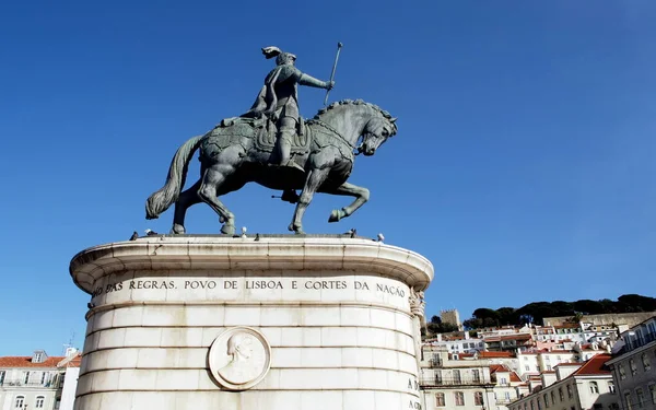 Equestrian Statue King John Praca Figueira Lisbon Portugal December 2021 — Foto de Stock