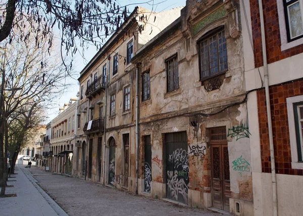 Fachadas Desoladas Casas Antigas Longo Paco Rainha Distrito Arroios Lisboa — Fotografia de Stock