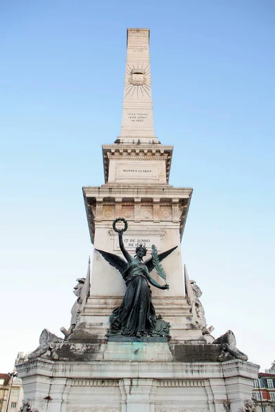 Staty Som Symboliserar Segern Norra Sidan Restauranternas Monument Restauradores Square — Stockfoto