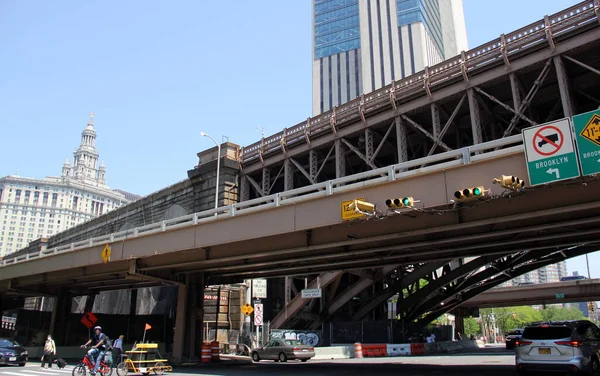 Manhattan Side Ramp Brooklyn Bridge Perl Street Underpass Nowy Jork — Zdjęcie stockowe