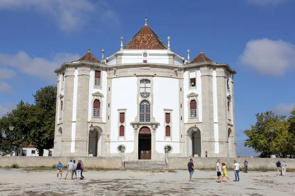 Sanctuary Lord Jesus Stone Baroque Church Petanque Players Front Obidos — стокове фото