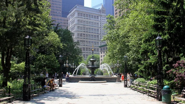 City Hall Park Jacob Wrey Mould Fountain Opened 1871 New — стоковое фото