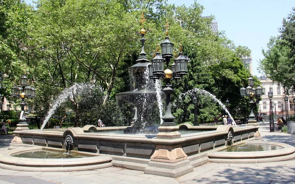 City Hall Park Jacob Wrey Mould Fountain Inaugurado 1871 Nueva — Foto de Stock