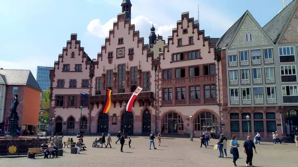 Roemer Μεσαιωνικό Κτίριο Στην Παλιά Πόλη Δημαρχείο Rathaus Της Φρανκφούρτης — Φωτογραφία Αρχείου