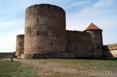 Eski Akkerman Kalesi, Dinyester Estuary sahilinde, ana kale ve kale, Bilhorod-Dnistrovskyi, Odessa Bölgesi, Ukrayna - 29 Mart 2019