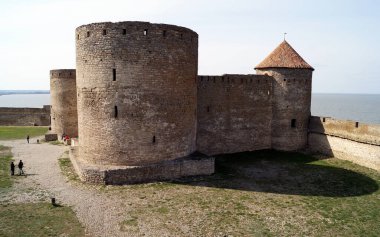 Eski Akkerman Kalesi, Dinyester Estuary sahilinde, ana kale ve kale, Bilhorod-Dnistrovskyi, Odessa Bölgesi, Ukrayna - 29 Mart 2019