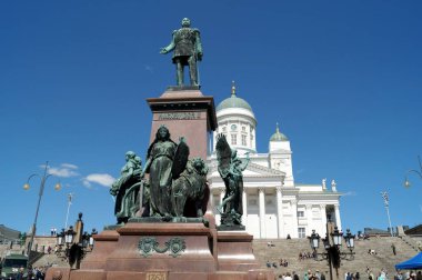 Statue of Alexander II in the Senate Square, in front of the Helsinki Cathedral, Helsinki, Finland - May 31, 2018