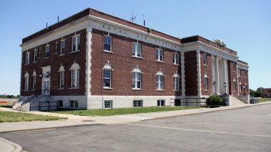 Floyd Bennett Field, Art Deco eski ana terminal binası, şehrin ön cephesi, New York, New York, ABD - 29 Haziran 2022