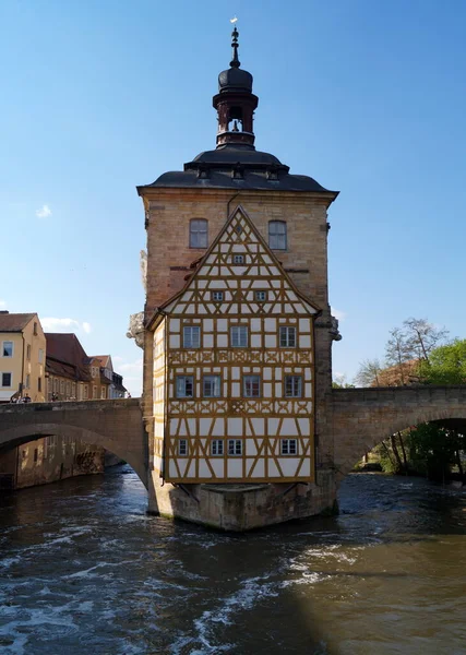 Παλιό Δημαρχείο Altes Rathaus Χτισμένο 1386 Στη Μέση Του Ποταμού — Φωτογραφία Αρχείου