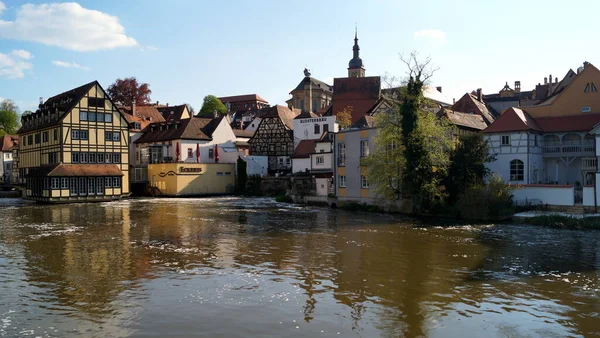 Old Town Banks Left Arm Regnitz River Bamberg Germany April — Fotografia de Stock