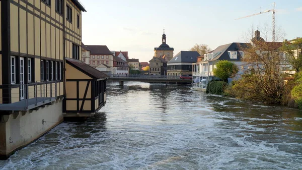 Old Town Banks Left Arm Regnitz River Bamberg Germany April — Fotografia de Stock