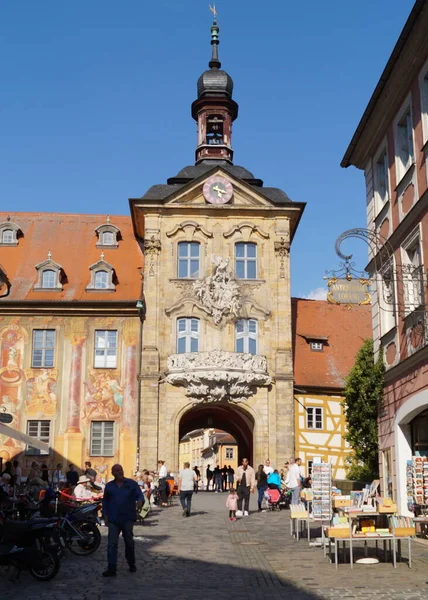 Ρολόι Πύργο Του Παλιού Δημαρχείου Altes Rathaus Την Πύλη Πάνω — Φωτογραφία Αρχείου