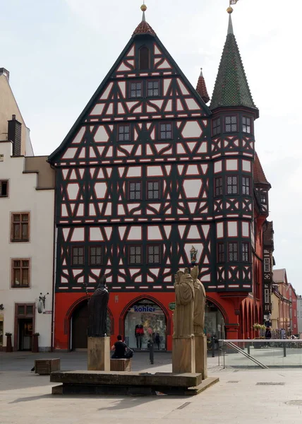 Zdobená Dřevěná Radnice Altes Rathaus Původně Postavená Kolem Roku 1500 — Stock fotografie