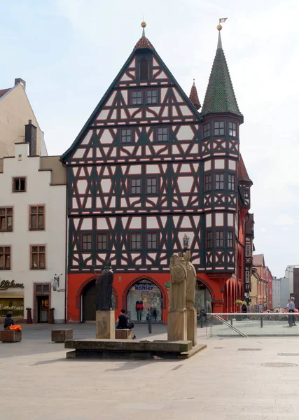 Διακοσμημένο Ξύλο Πλαισιώνεται Old City Hall Altes Rathaus Αρχικά Χτίστηκε — Φωτογραφία Αρχείου